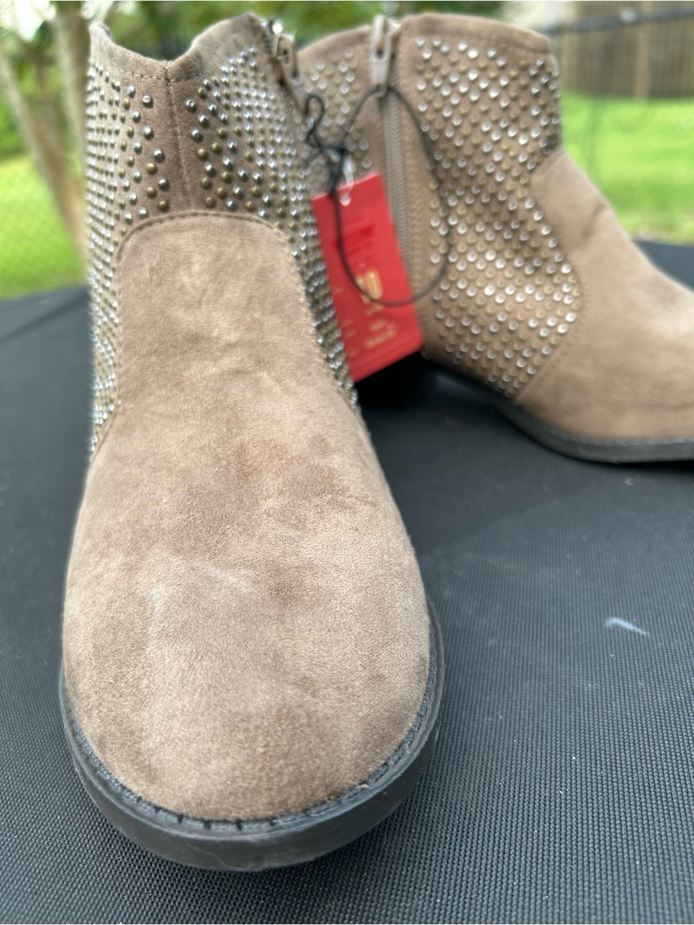 Mossimo Supply Co. Taupe Studded Suede Ankle Booties